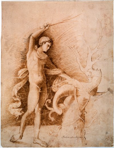 Ejderhayla Dövüşen Genç Adam, 15. Yüzyılın Sonları by Andrea Mantegna