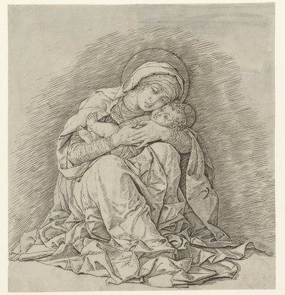 Çocuklu Oturan Meryem by Andrea Mantegna