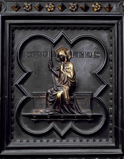 Alçakgönüllülük, San Giovanni Vaftizhanesinin Güney Kapılarının D paneli, 1336 (bronz) by Andrea Pisano