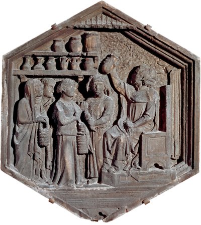 Tıp alegorisi. (Alçak kabartma heykel by Andrea Pisano