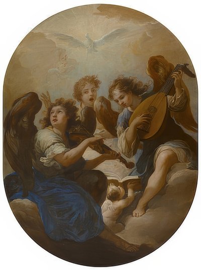 Müzik yapan üç melek. 1720