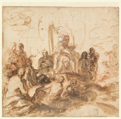 İlahi Bilgelik Alegorisi için Tasarım, Resepsiyon Odası, Palazzo Barberini, Roma, İtalya by Andrea Sacchi