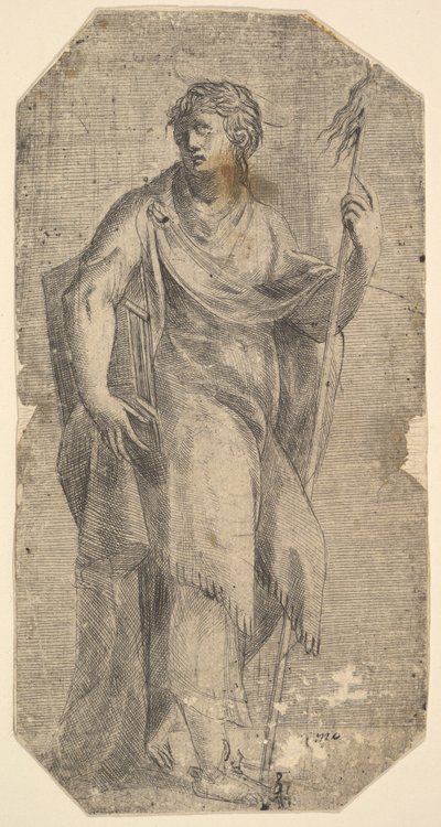 Aziz Matta elinde bir asa ve bir kitapla sola dönerek, yakl. 1540-50. by Andrea Schiavone