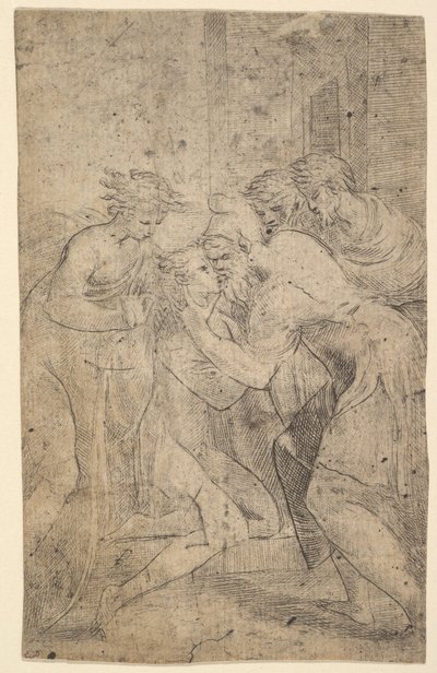 Babasının ayaklarına kapanan müsrif oğlunun dönüşü, ca. 1536-40. by Andrea Schiavone