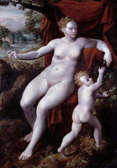 Andrea Semino (1526-1594) 1577 Genes, Musei di Strada Nuova (eski adıyla Palazzo Bianco) tarafından Venüs ve Aşk Tanrısı Tablosu by Andrea Semino