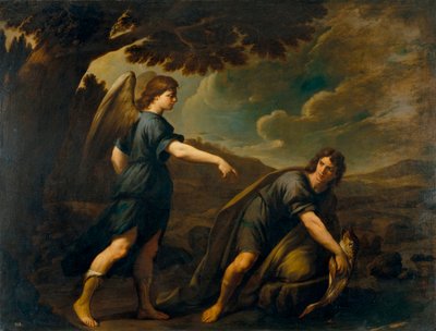 Balıklı Melek ve Tobias - Resim Andrea Vaccaro (1604-1670), tuval üzerine yağlıboya (199.5x262 cm), yaklaşık 1640, İtalyan sanatı by Andrea Vaccaro
