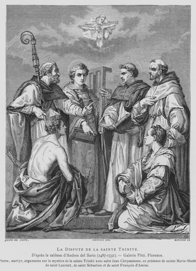 Üçlü Birlik Tartışması (lito) by Andrea del (after) Sarto