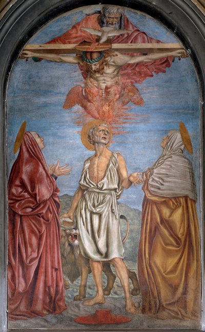 Tanrı, İsa Mesih ve Kutsal Ruh (Kutsal Ruh) ile Kutsal Üçlü Fresk, Andrea del Castagno (yaklaşık 1421-1457) Dim 296x180 cm Basilica della Santissima Annunziata, Floransa by Andrea del Castagno