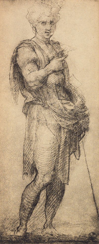 Andra del Sarto'nun çizdiği bir erkek figürünün incelenmesi. Çizimler ve Baskılar Dolabı, Uffizi Galerisi, Floransa by Andrea del Sarto