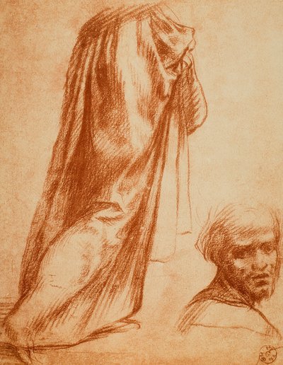 Perdelik ve erkek portre çalışması; Andrea del Sarto