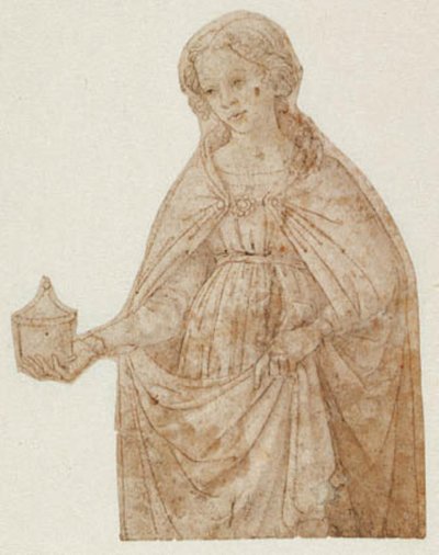 Merhem kavanozu ile Maria Magdalene. Diz figürü by Andrea del Verrocchio