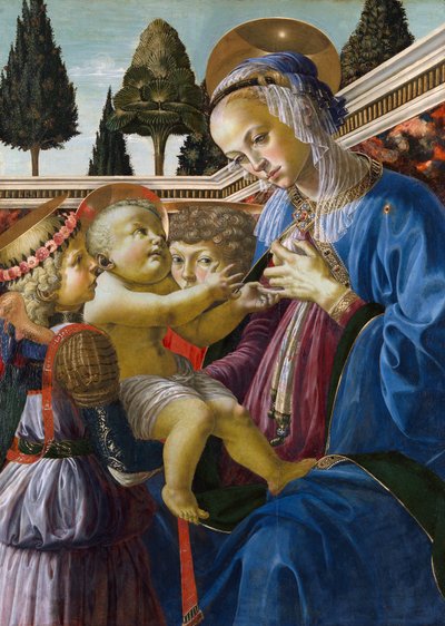 ""Madonna ve iki melekli çocuk"" Resim Andrea del Verrocchio (1437-1488) 1467-1469 Londra Ulusal galeri by Andrea del Verrocchio
