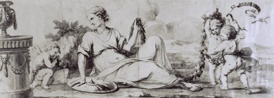 Puttili kadın figürü, alegorik kompozisyon, yaklaşık 1754, Giuseppe Maggiolini, İtalya tarafından çekmeceli dolap için Andrea Appiani (1754-1817) tarafından tasarım by Andrea the Elder Appiani
