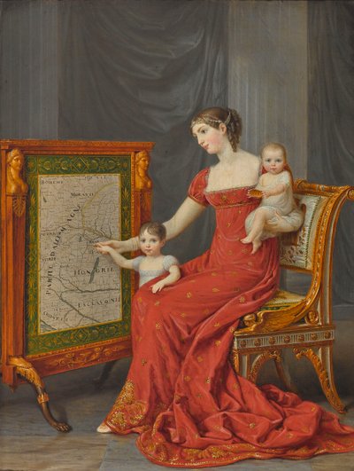 Bavyera Prensesi Augusta (1788-1851), Leuchtenberg Düşesi, Kızları Joséphine ve Eugénie ile birlikte by Andrea the Elder Appiani
