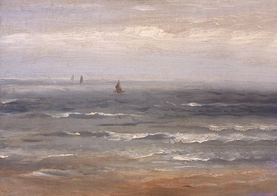 Kuzey Denizi (kart üzerine yerleştirilmiş tuval üzerine yağlıboya) by Andreas Achenbach
