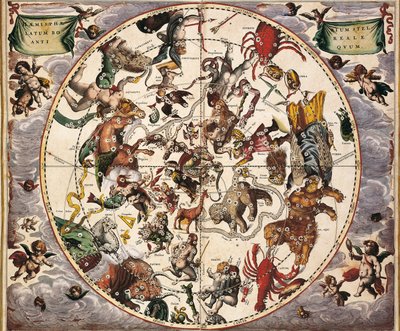 Cellarius, Andreas (1596-1665). Göksel Atlas veya Makrokozmik Uyum. 1661. Fol 24. Eski yıldızlı yarımküre boreal. Kuzey Yarımküre'nin temsili. Johannes Janssonius tarafından Amsterdam'da basılmıştır. Erken Modern Dönem Oymak. İSPANYA C by Andreas Cellarius