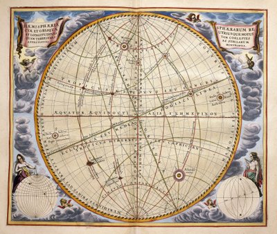 Trajectories of planets and stars as seen from Earth, engraving from Harmonia Macrocosmica, by Andreas Cellarius (1596-1665) by Andreas Cellarius