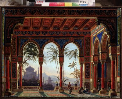 Ruslan ve Lyudmila operası için sahne tasarımı M Glinka tarafından - Resim Andreas Leonhard Roller (1805-1891), tuval üzerine yağlı boya by Andreas Leonhard Roller