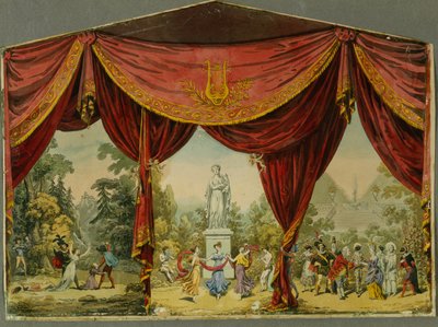 1830'larda Saint Petersburg'daki İmparatorluk Tiyatrosu için perde çizimi by Andreas Leonhard Roller