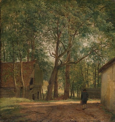 Çiftlik bahçesi çiftlik avlusu by Andreas Schelfhout (signed by artist)
