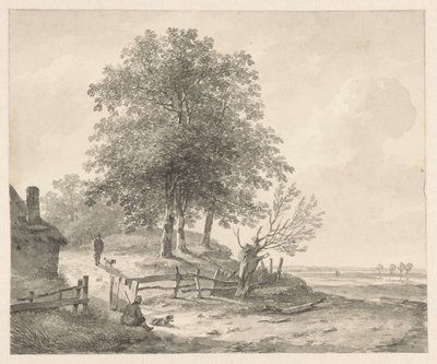 Bir tepe üzerinde bir ev ile manzara by Andreas Schelfhout