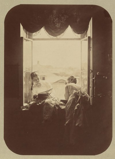 [Pencerede İki Genç Kadın], yak. 1870. by Andrei Osipovich Karelin