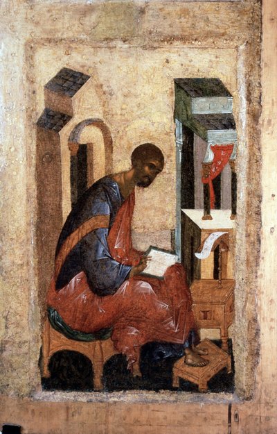 ""Evangeliste aziz Luc"" Icone Russe. Peinture sur bois d