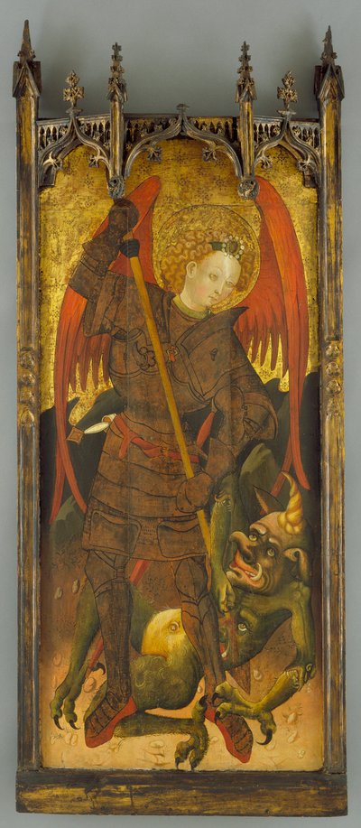 Aziz Michael Ejderha ile savaşıyor, c.1400 (panelde tempera) by Andres Marcal de Sas