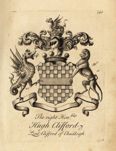 Saygıdeğer Hugh Clifford, Chudleigh Lordu Clifford, Chudleigh 2. Baron Clifford arması (1663-1730) by Andrew Johnston