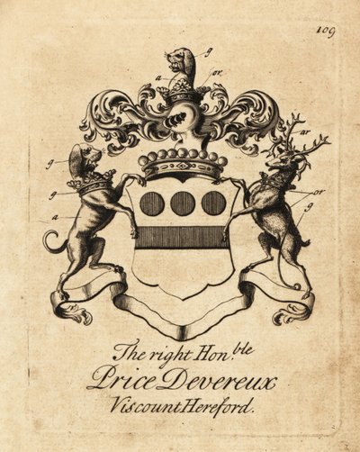 Sağ Şerefli Fiyat Devereux arması, 9. Vikont Hereford (1664-1740) by Andrew Johnston