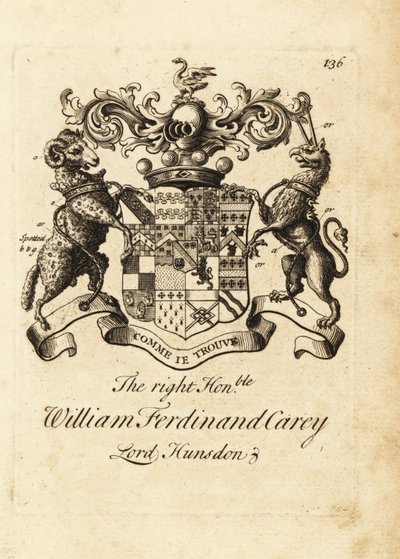 Çok Saygıdeğer William Ferdinand Carey, 8. Baron Hundsen, Lord Hunsdon arması by Andrew Johnston