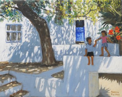 Mavi Kapı, Mikonos, Yunanistan, 2024 (tuval üzerine yağlıboya) by Andrew Macara