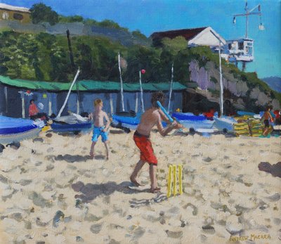 Kriket ve sarı kütükler, Abersoch by Andrew Macara