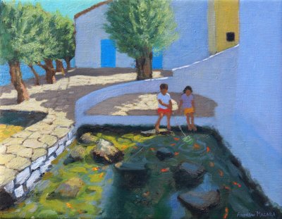Balık havuzu, Milos, Yunanistan, 2017, (tuval üzerine yağlı boya) by Andrew Macara