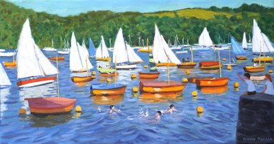 Fowey Regatta, 2025 (tuval üzerine yağlıboya) by Andrew Macara