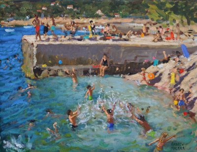 Denizde eğlence,Rovinj,Hırvatistan,2016,(tuval üzerine yağlı boya) by Andrew Macara