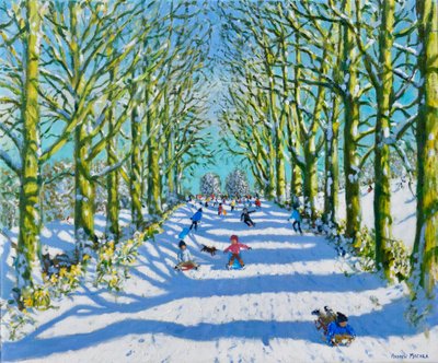 Güneşte ve karda eğlence, Derby, 2022 (tuval üzerine yağlı boya) by Andrew Macara