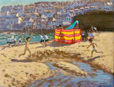 Turuncu ve sarı rüzgar siperi, St Ives.2010 14x18" by Andrew Macara