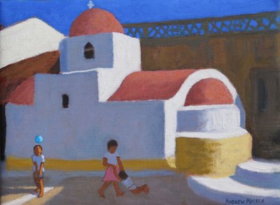 Kilisede Çalma, Kerpe, Yunan Adaları, (tuval üzerine yağlı boya) by Andrew Macara