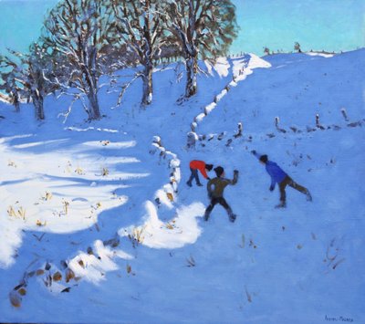 Karda oynamak Youlgrave,Derbyshire,2016,(tuval üzerine yağlı boya) by Andrew Macara