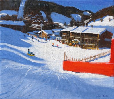 Kayak;La Clusaz, Fransa,(tuval üzerine yağlı boya) by Andrew Macara