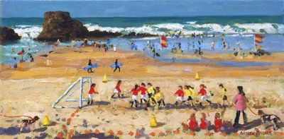 Spor Bayramı, Perranporth, 2017, (tuval üzerine yağlı boya) by Andrew Macara
