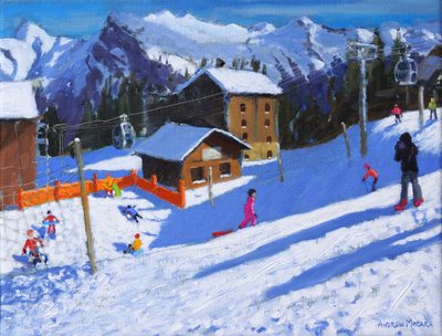 Buz Pisti, Samoens, Fransa, 2022 (tuval üzerine yağlı boya) by Andrew Macara