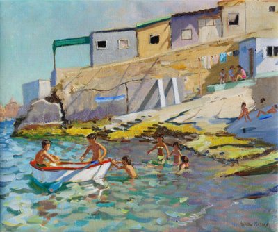 Kayık,Valletta,Malta,2015,(Tuval üzerine yağlı boya) by Andrew Macara