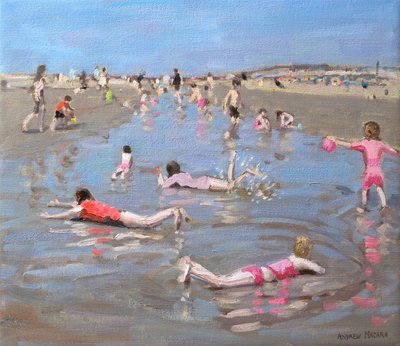 Islak kumlar, West Wittering (tuval üzerine yağlıboya) by Andrew Macara