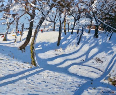 Winter Ladmanlow, Buxton, Derbyshire, 2010, (tuval üzerine yağlı boya) by Andrew Macara