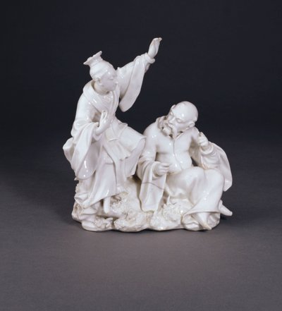 Bir dizi duyudan işitmenin simgesi olan bir Derby kuru kenarlı Chinoiserie grubu, c.1750-52 (Çin) by Andrew Planché