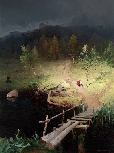 ""Avant l'orage"" (Fırtınadan Önce) Peinture d'Andrei Shilder (1861-1919) Tuval üzerine yağlı boya 1918 Dim 160x120 cm Özel Koleksiyon by Andrey Nikolayevich Shilder