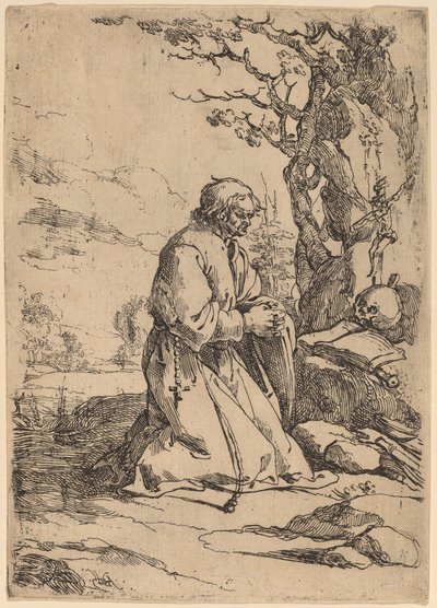 Sağa bakan diz çökmüş münzevi by Andries Both