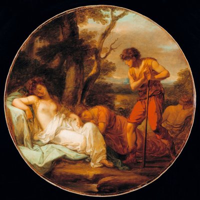 "Cimon et Iphigenie" (Cymon ve Iphigenia) Angelika Kauffmann (1741-1807) tarafından yapılan tablo 1780 dolaylarında tuval üzerine yağlı boya Çap 62 cm Özel Koleksiyon by Angelica Kauffmann